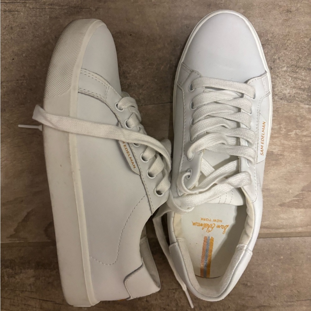 Sam Edelman Classic White Lace-Up Sneakers